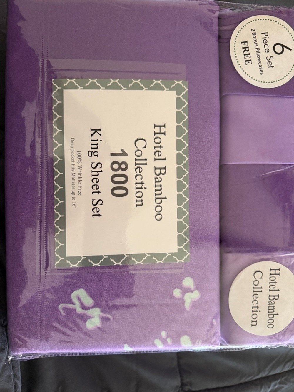 1800 King Sheet Set - Purple Hotel Bamboo
